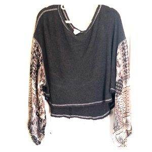 Long sleeve waffle blouse, cute sleeves!